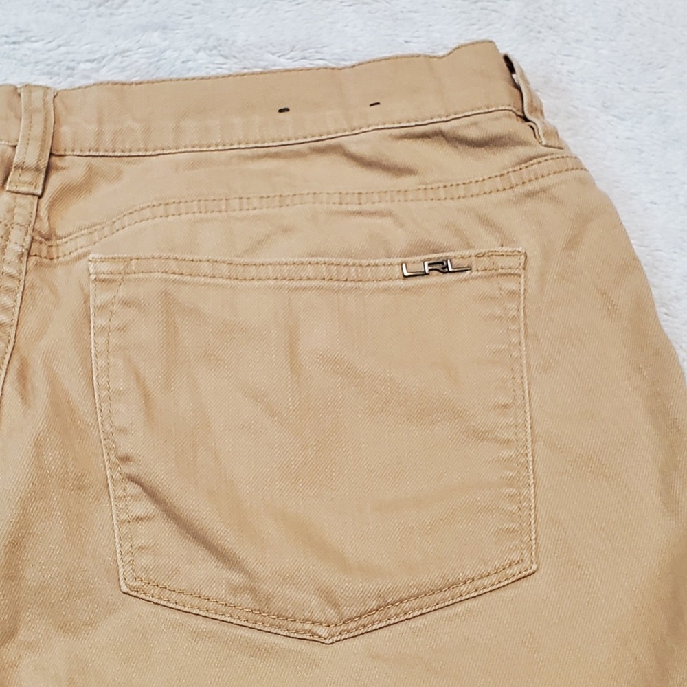 Lauren Ralph Lauren Tan Mid Rise Denim Pants Women 14 Classic Capsule Minimalist